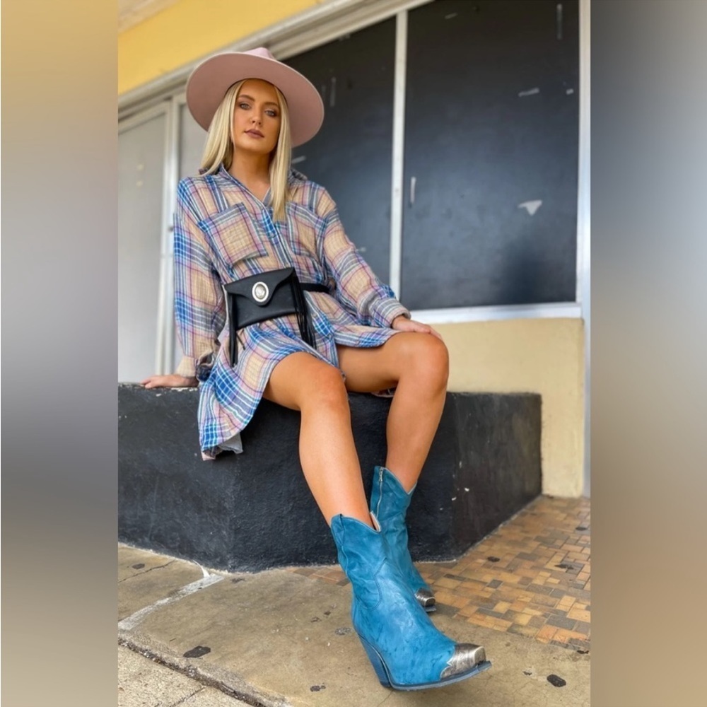 Free People Brayden Western Boots in Petrol size 37.5 NEW